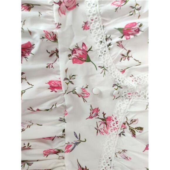 Full Size Floral V-Neck Long Sleeve Mini Dress Plus Size - Picture 4 of 7